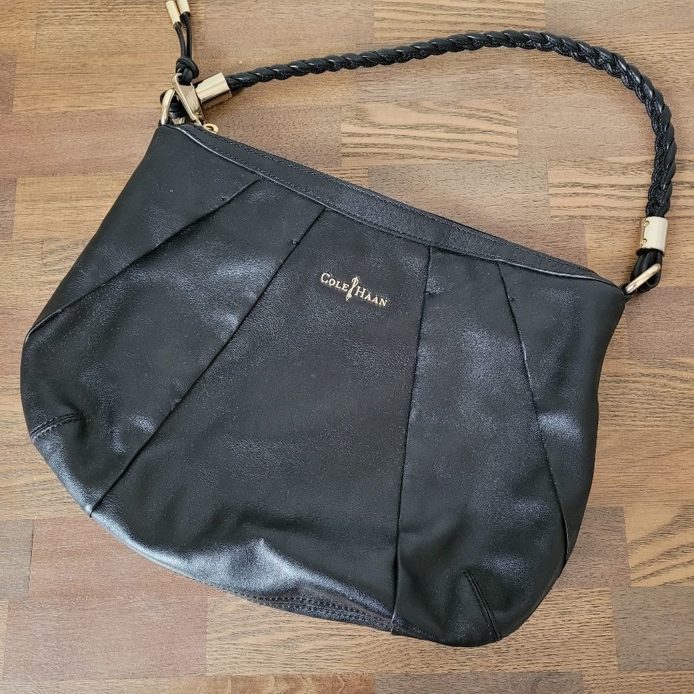 Cole Haan Black Leather Bag with Gold Hardware